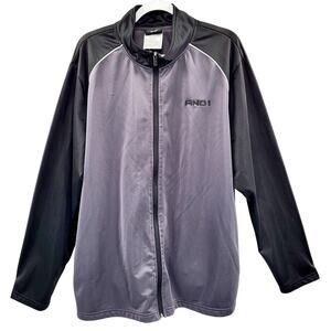 And1 Grey & Black Embroidered Full Zip Lightweight Active Jacket Men’s Sz 2X